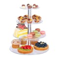 Miniatyrbild 1 av 6: Relaxdays ställ, 4 våningar, runda, cupcakes, tårtor, snacks, frukter, frukost, i akryl, genomskinlig