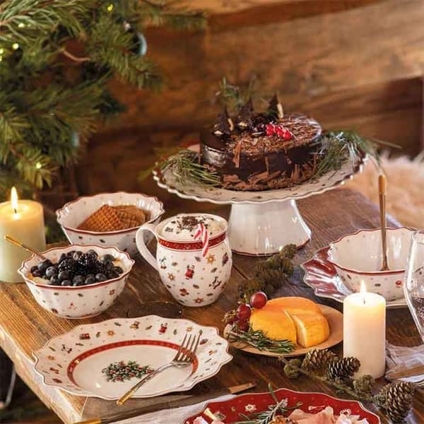 Tårtfat - Villeroy & Boch - Toy's Delight - 28 cm - Kvalitetsporcelain - Vit-Röd