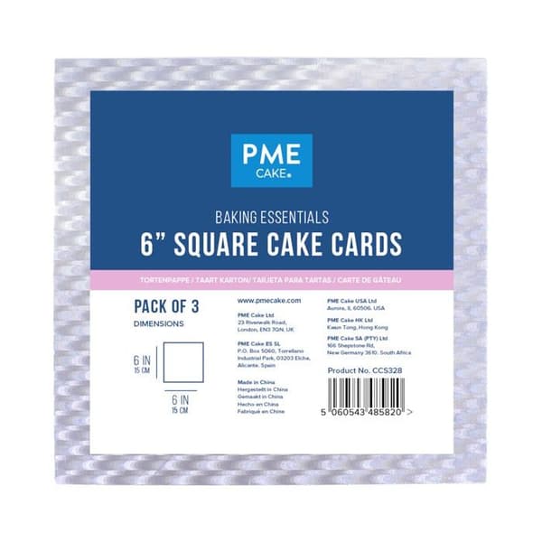 Pme - CCS328 - ie Essentiels - Kvadrat Tårta Kort 15 cm / 6-tum, Set av 3, Metallic Silver