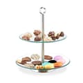 Miniatyrbild 1 av 6: Relaxdays Tårnställ för kakor, 2 våningar, rund, glas, rostfritt stål, presentation av muffins, frukter, etc., transparent/silver