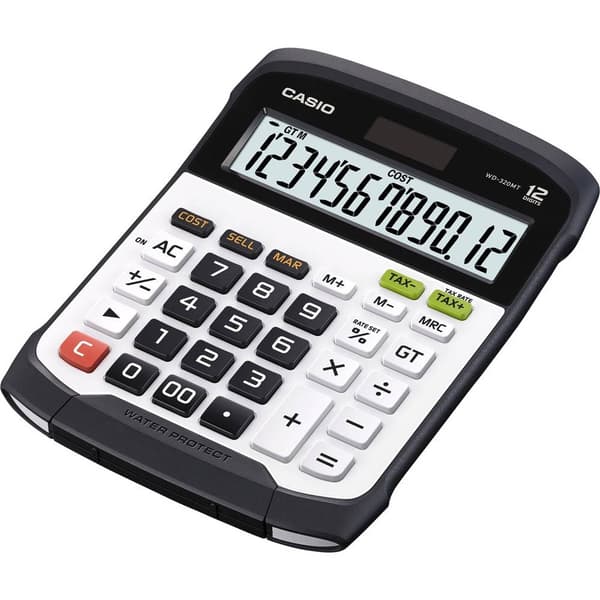 Casio WD-320MT Bordsräknare Silver-svart Display (ställen): 12 solcell, batteri (B x H x D) 145 x 36 x 195 mm Svart, Vit