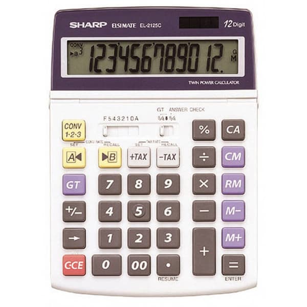 Sharp EL-2125 C Bordsräknare Grå Display (ställen): 12 solcell, batteri (B x H x D) 140 x 22.5 x 195 mm