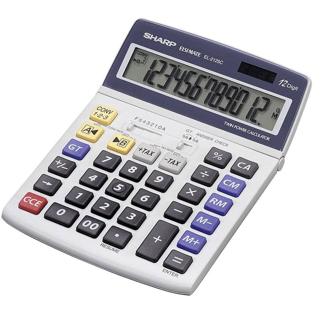 Sharp EL-2125 C Bordsräknare Grå Display (ställen): 12 solcell, batteri (B x H x D) 140 x 22.5 x 195 mm