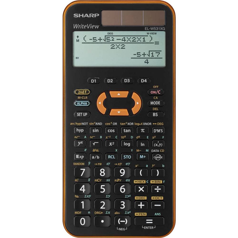 Sharp EL-W531 XG Skolräknare Orange Display (ställen): 12 solcell, batteri (B x H x D) 79.6 x 15.5 x 161.5 mm