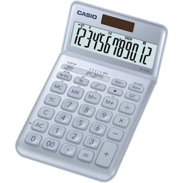 Casio JW-200SC Bordsräknare Blå Display (ställen): 12 solcell, batteri (B x H x D) 109 x 11 x 184 mm