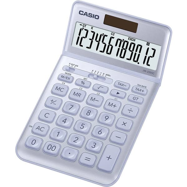 Casio JW-200SC Bordsräknare Blå Display (ställen): 12 solcell, batteri (B x H x D) 109 x 11 x 184 mm