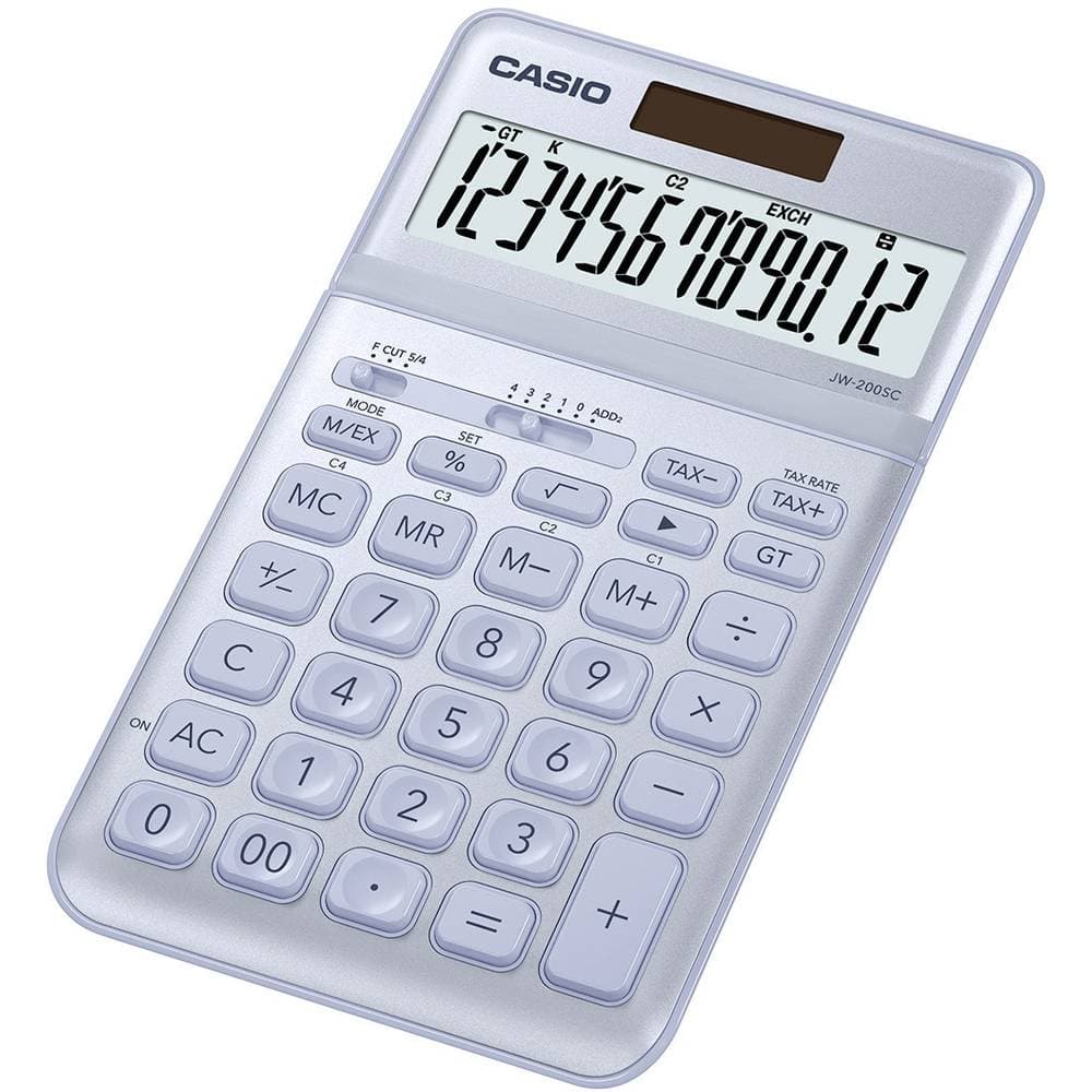 Casio JW-200SC Bordsräknare Blå Display (ställen): 12 solcell, batteri (B x H x D) 109 x 11 x 184 mm