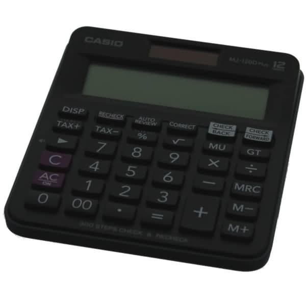 Casio MJ-120DPLUS Bordsräknare Svart Display (ställen): 12 solcell, batteri (B x H x D) 126.5 x 28.6 x 148 mm