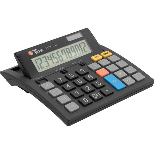 Twen J 1200 Bordsräknare Svart Display (ställen): 12 solcell, batteri (B x H x D) 141 x 25 x 151 mm