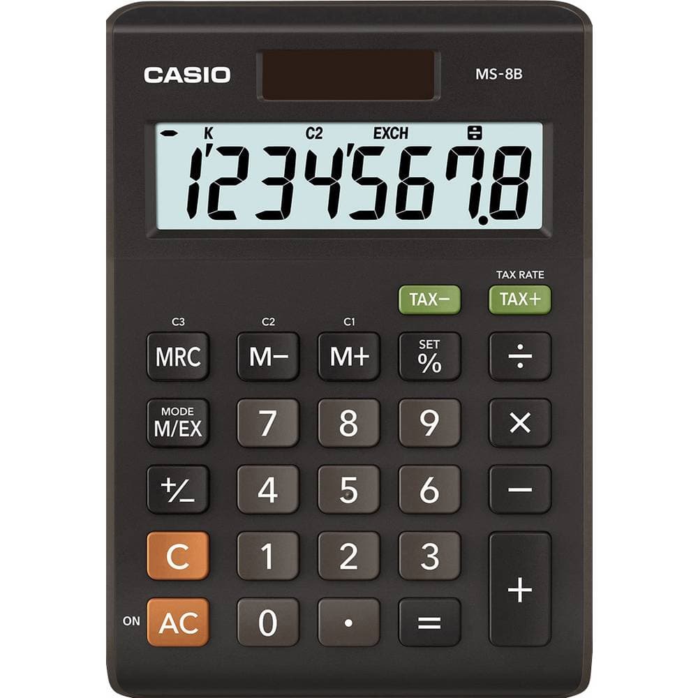 Casio MS-8B Bordsräknare Svart Display (ställen): 8 solcell, batteri (B x H x D) 103 x 29 x 147 mm