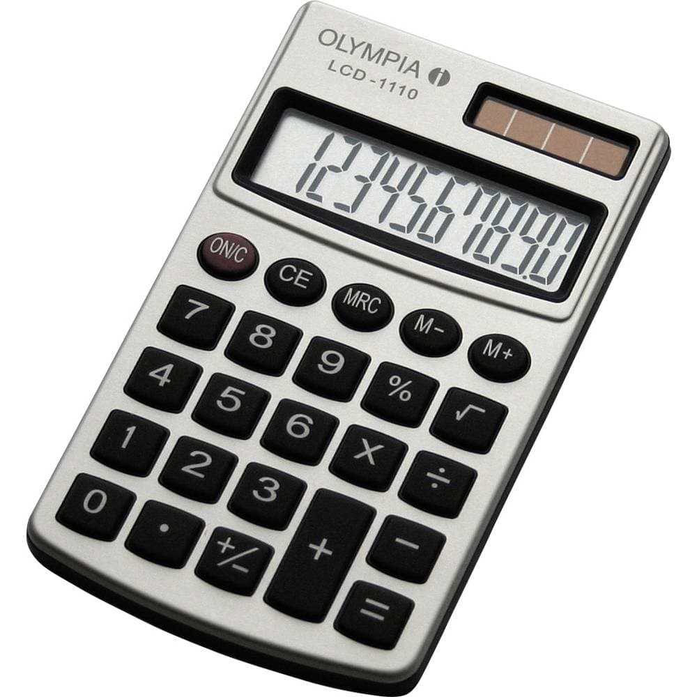 Olympia LCD 1110 Miniräknare Silver Display (ställen): 10 solcell, batteri (B x H x D) 70 x 10 x 117 mm