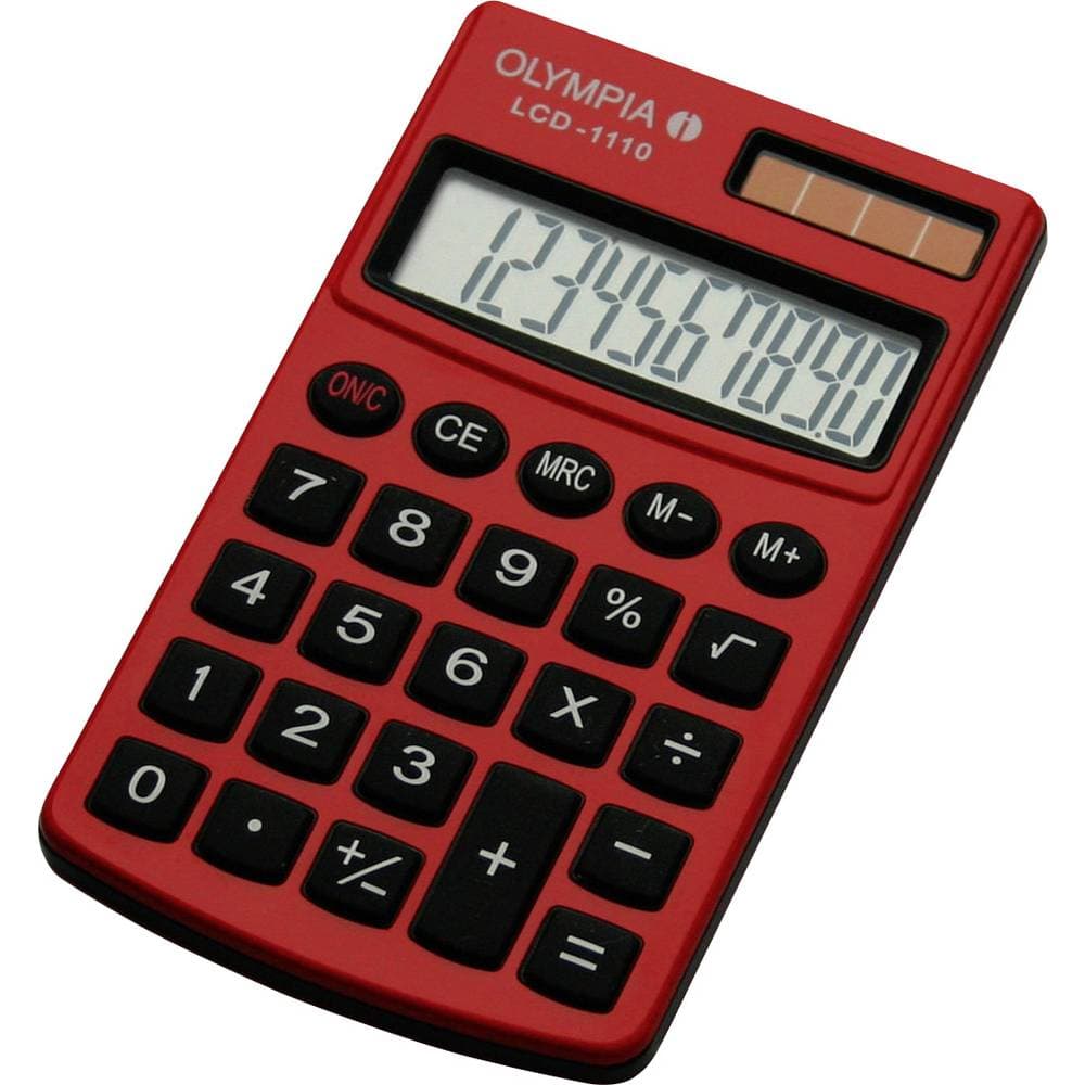 Olympia LCD 1110 Miniräknare Röd Display (ställen): 10 solcell, batteri (B x H x D) 70 x 10 x 117 mm