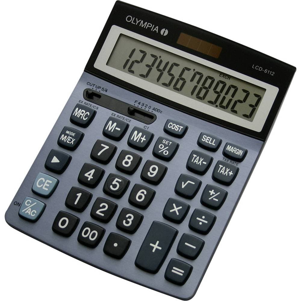 Olympia LCD 6112 Bordsräknare Blå Display (ställen): 12 solcell, batteri (B x H x D) 147 x 43 x 206 mm
