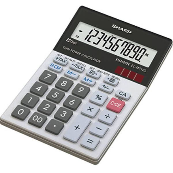 Sharp EL-M711G Bordsräknare Svart, Vit Display (ställen): 10 solcell, batteri (B x H x D) 100 x 33 x 152 mm