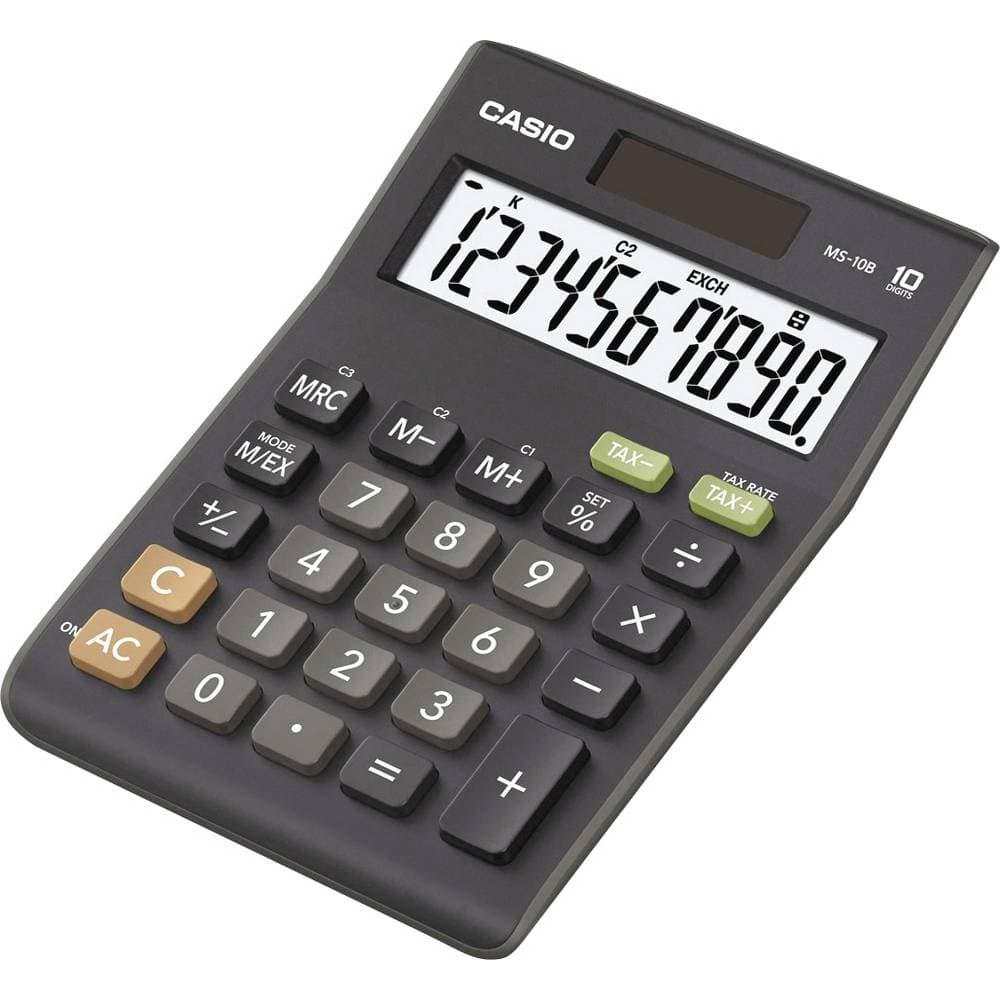 Casio MS-10B Bordsräknare Svart Display (ställen): 10 solcell, batteri (B x H x D) 103 x 29 x 147 mm