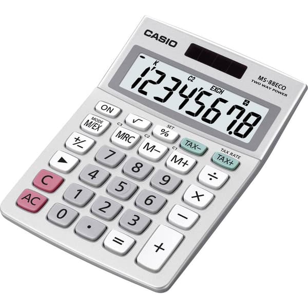 Casio MS-88ECO Bordsräknare Silver Display (ställen): 8 solcell, batteri (B x H x D) 103 x 31 x 145 mm