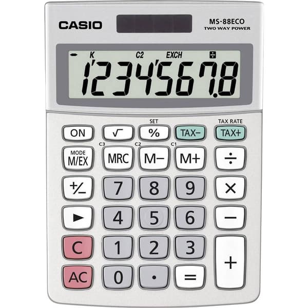 Casio MS-88ECO Bordsräknare Silver Display (ställen): 8 solcell, batteri (B x H x D) 103 x 31 x 145 mm