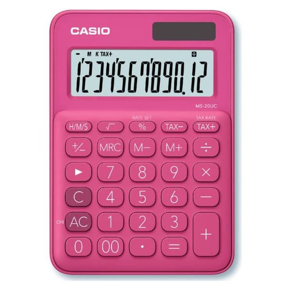 Casio MS-20UC Bordsräknare Röd Display (ställen): 12 solcell, batteri (B x H x D) 105 x 23 x 149.5 mm