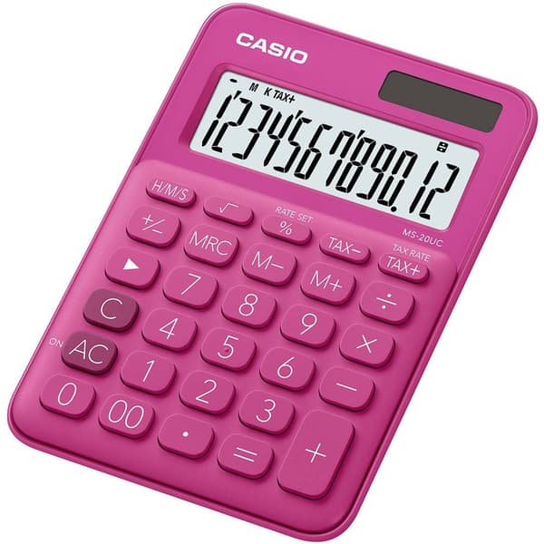 Casio MS-20UC Bordsräknare Röd Display (ställen): 12 solcell, batteri (B x H x D) 105 x 23 x 149.5 mm Röd