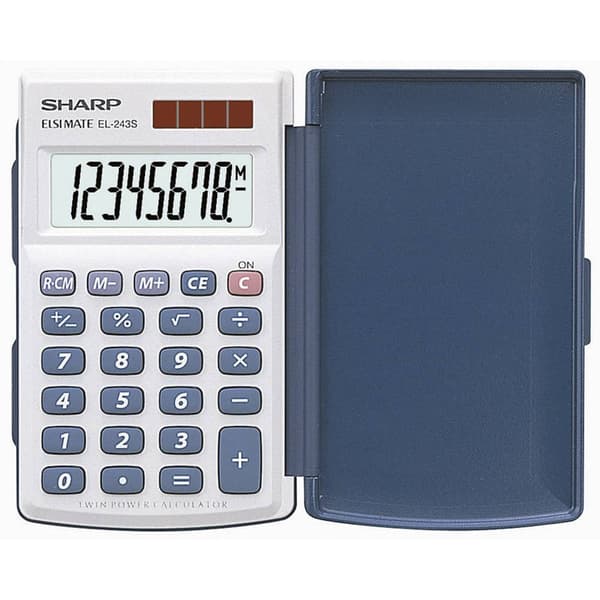 Sharp EL-243 S Miniräknare Vit, Blå Display (ställen): 8 solcell, batteri (B x H x D) 64 x 11 x 105 mm Silver