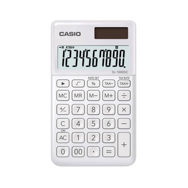 Casio SL-1000SC Miniräknare Vit Display (ställen): 10 solcell, batteri (B x H x D) 71 x 9 x 120 mm