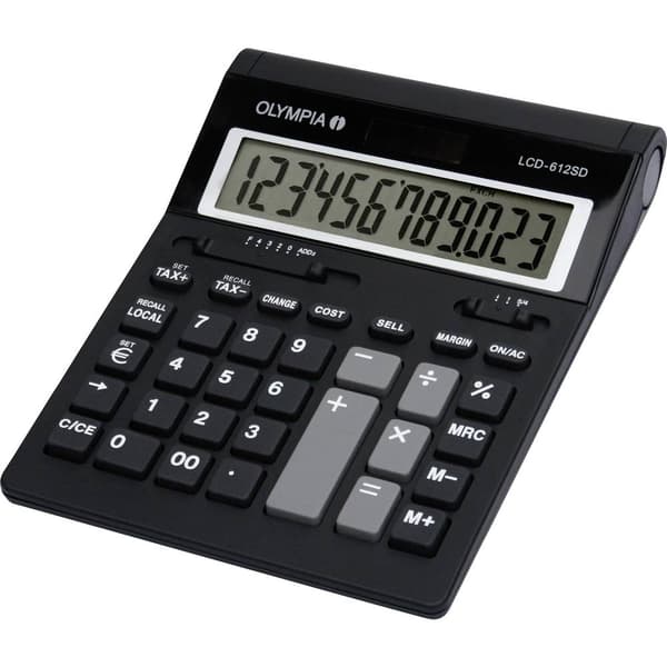Olympia LCD 612 SD Bordlommeregner Sort Display (indstil): 12 Batteridrevet (B x H x T) 212 x 42 x 162 mm