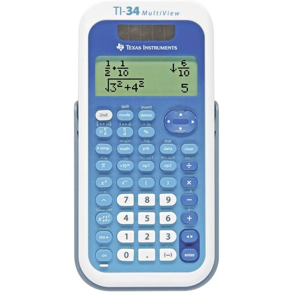 Texas Instruments TI-34 MULTIVIEW Skolelommeregner Hvid, Blå Display (indstil): 16 solcelle-drift, Batteridrevet (B x H