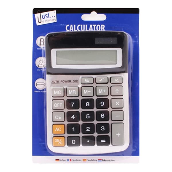 Just Stationery Midi-lommeregner 8 cifre White/Black One Size