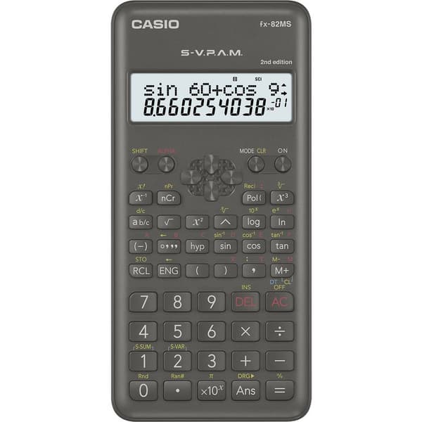 Casio FX-82MS-2 Skolräknare Svart Display (ställen): 12 batteri (B x H x D) 77 x 14 x 162 mm Svart