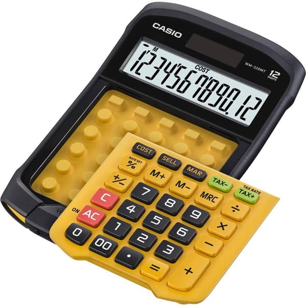 Casio WM-320MT Bordsräknare Gul, Svart Display (ställen): 12 solcell, batteri (B x H x D) 145 x 36 x 195 mm