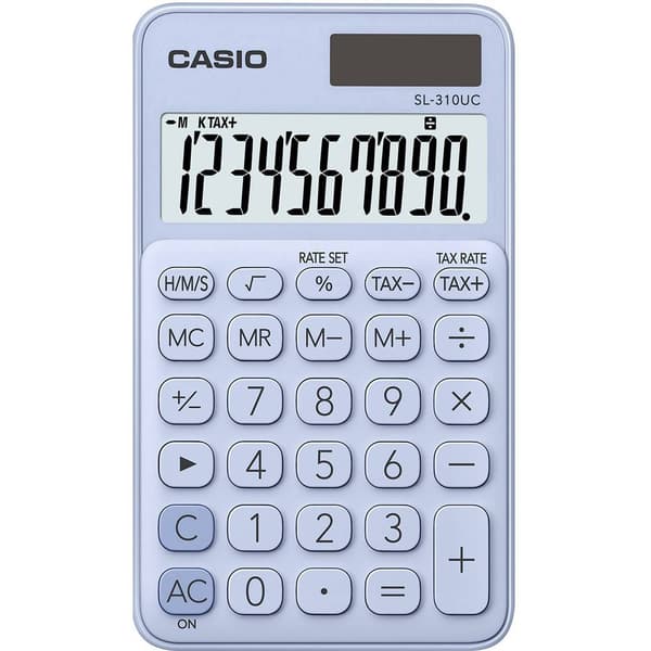 Casio SL-310UC-LB Miniräknare Ljusblå Display (ställen): 10 solcell, batteri (B x H x D) 70 x 8 x 118 mm Blå
