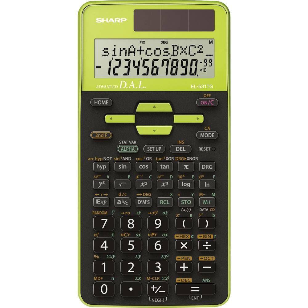 Sharp EL-531TG Skolräknare Grön Display (ställen): 10 solcell, batteri (B x H x D) 80 x 15 x 161 mm