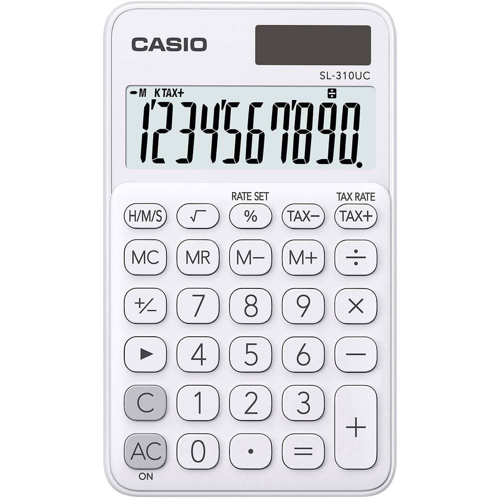 Casio SL-310UC Miniräknare Vit Display (ställen): 10 solcell, batteri (B x H x D) 70 x 8 x 118 mm
