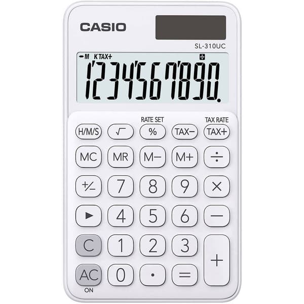 Casio SL-310UC Miniräknare Vit Display (ställen): 10 solcell, batteri (B x H x D) 70 x 8 x 118 mm