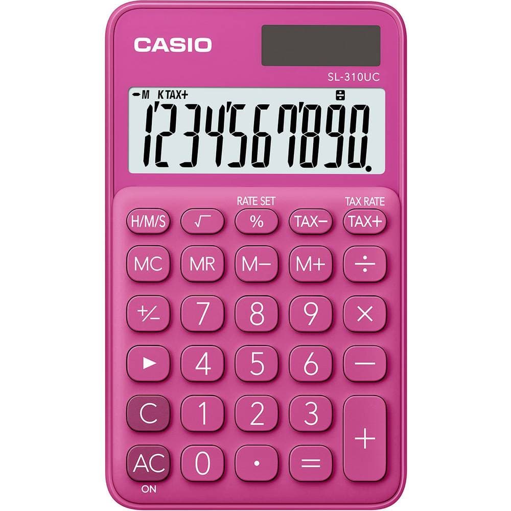Casio SL-310UC-RD Miniräknare Röd Display (ställen): 10 solcell, batteri (B x H x D) 70 x 8 x 118 mm
