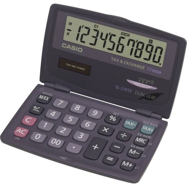Casio SL-210TE Miniräknare Antracit Display (ställen): 10 solcell, batteri (B x H x D) 120 x 12.5 x 73 mm