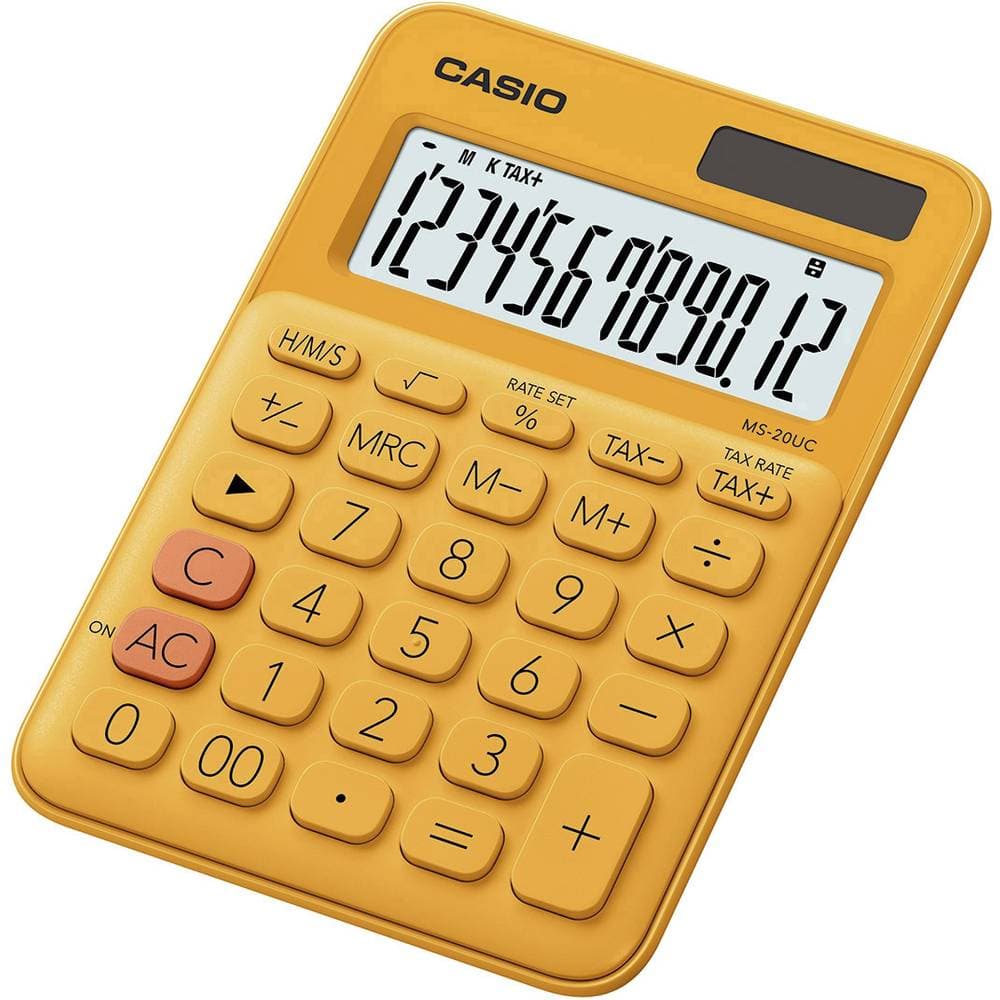 Casio MS-20UC-RG Bordsräknare Orange Display (ställen): 12 solcell, batteri (B x H x D) 105 x 23 x 149.5 mm