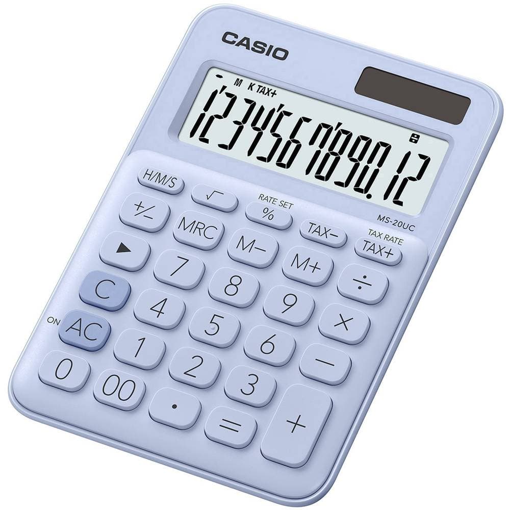 Casio MS-20UC-LB Bordsräknare Ljusblå Display (ställen): 12 solcell, batteri (B x H x D) 105 x 23 x 149.5 mm