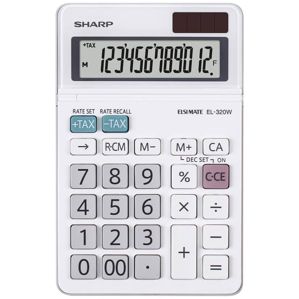 Sharp EL-320W Miniräknare Vit Display (ställen): 12 batteri, solcell Vit