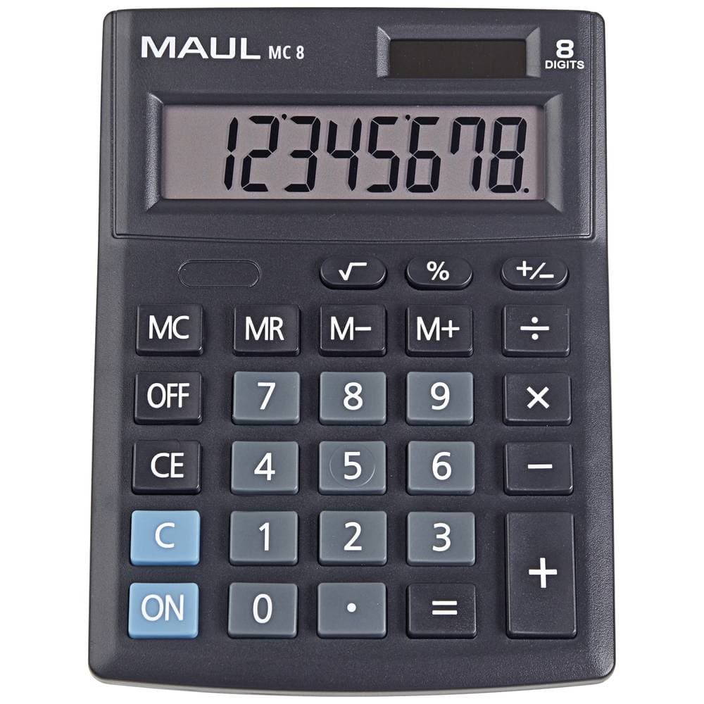 Maul MC 8 Bordsräknare Svart Display (ställen): 8 batteri, solcell