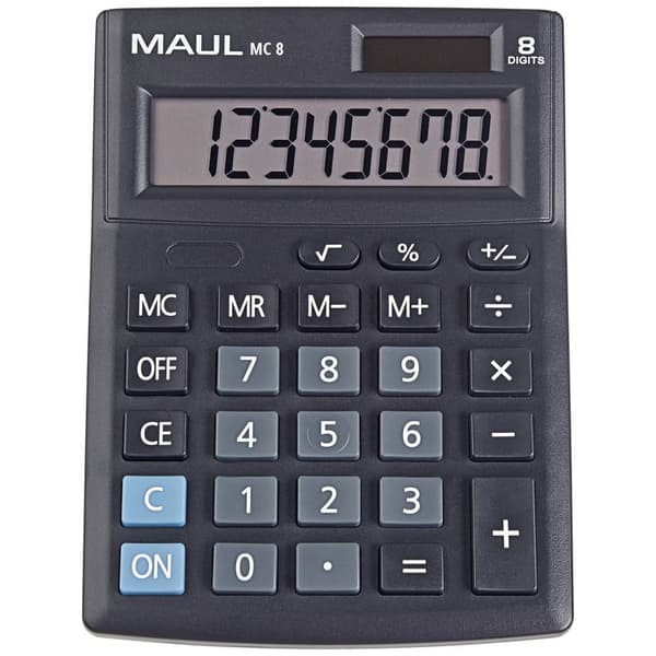 Maul MC 8 Bordsräknare Svart Display (ställen): 8 batteri, solcell Svart