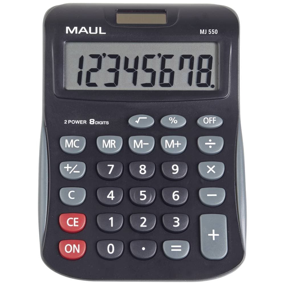 Maul MJ 550 Bordsräknare Svart Display (ställen): 8 batteri, solcell (B x H) 155 mm x 11 mm