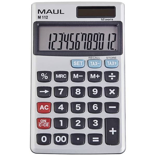 Maul M 12 Miniräknare Grå Display (ställen): 12 batteri, solcell Silver