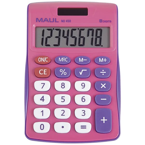 Maul MJ 450 Bordsräknare Rosa Display (ställen): 8 batteri, solcell (B x H) 113 mm x 72 mm