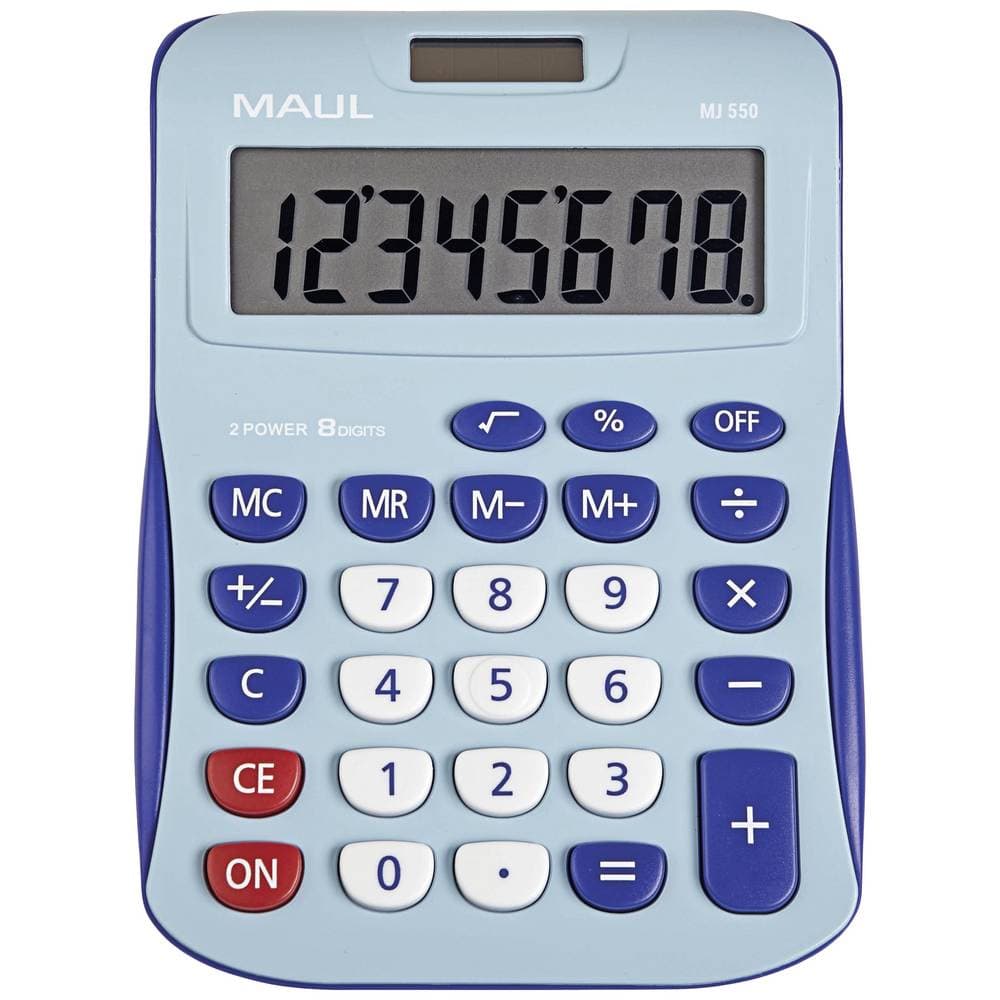 Maul MJ 550 Bordsräknare Ljusblå Display (ställen): 8 batteri, solcell (B x H) 155 mm x 11 mm