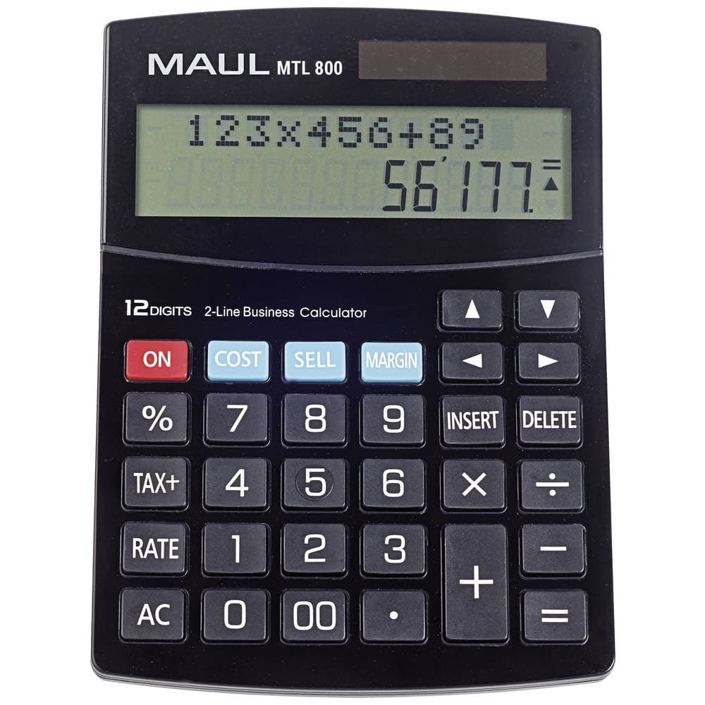 Maul MTL 800 Bordsräknare Svart Display (ställen): 12 batteri, solcell