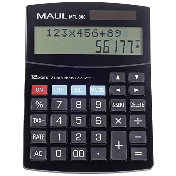 Maul MTL 800 Bordsräknare Svart Display (ställen): 12 batteri, solcell Svart
