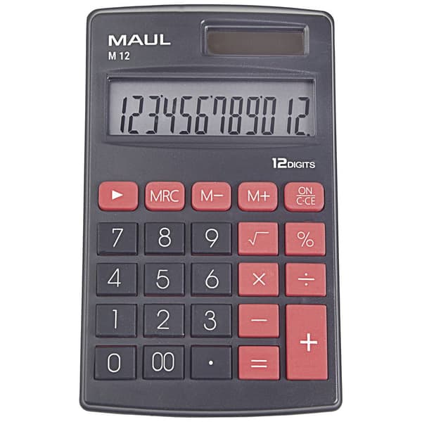 Maul M 12 Miniräknare Svart Display (ställen): 12 batteri, solcell