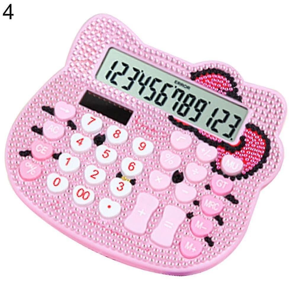Underbar tecknad film Hello Kitty Rhinestone Solar Calculator School Office S