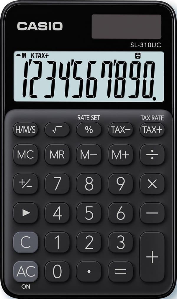 CASIO LOMMEBEREGNER SL-310UC-BK SORT, 10 CIFFER DISPLAY